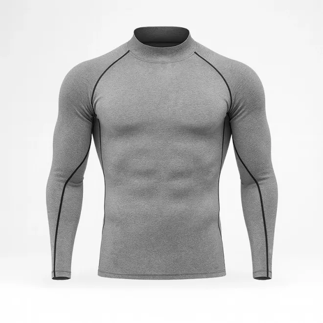 mens compression shirt, thermal shirt, mock neck compression shirt