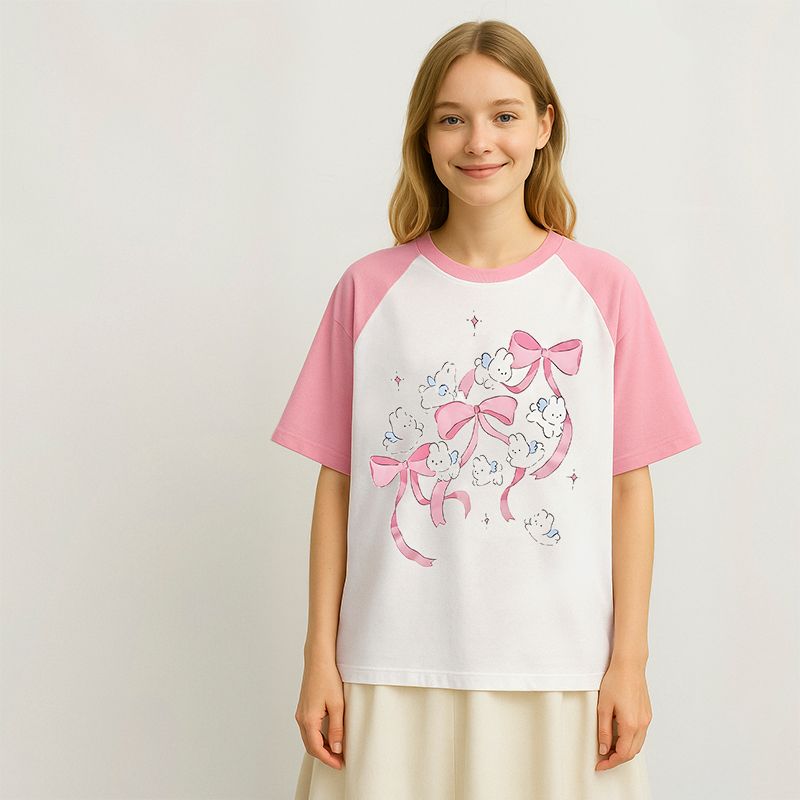 t-shirt femme, t-shirt oversize, t-shirt rose, t-shirt mignon, t-shirt kawaii, t-shirt style japonais