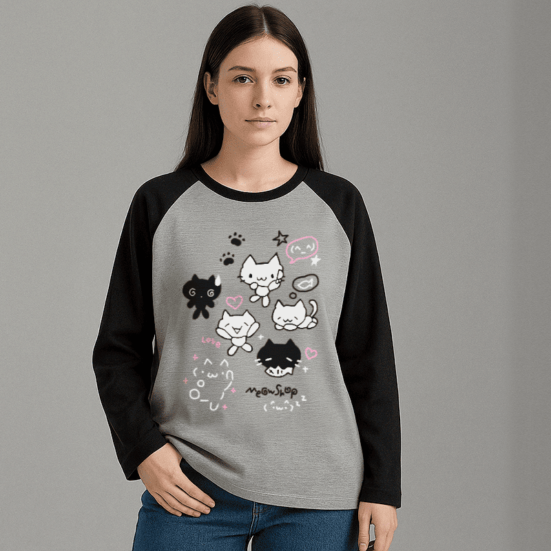 main_Women’s Cute Cats Print Kawaii Loose Sweatshirt