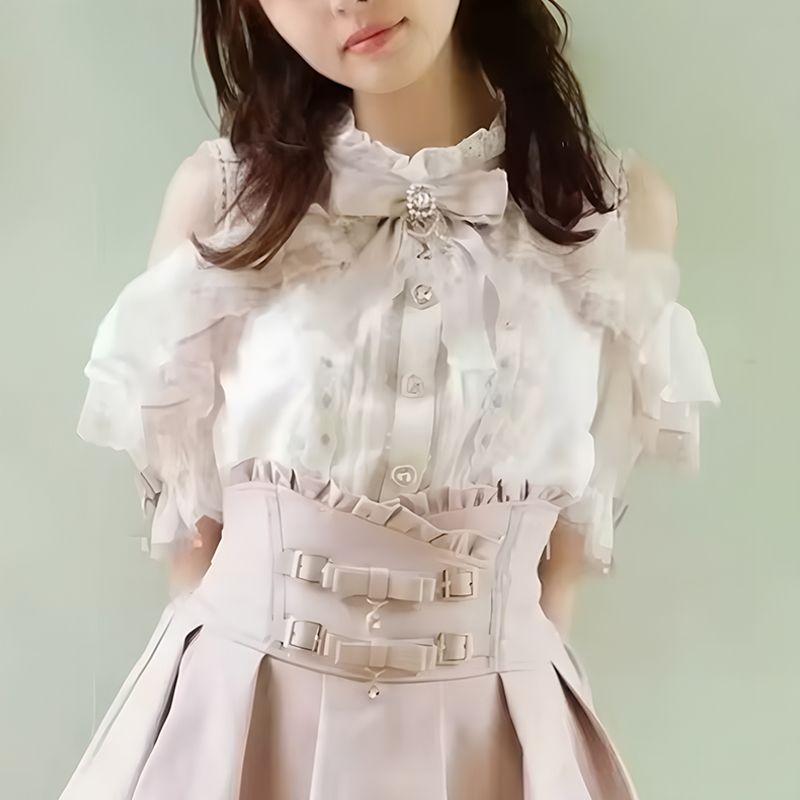 blouse, blouse avec nœud, blouse sans épaule, blouse japonaise