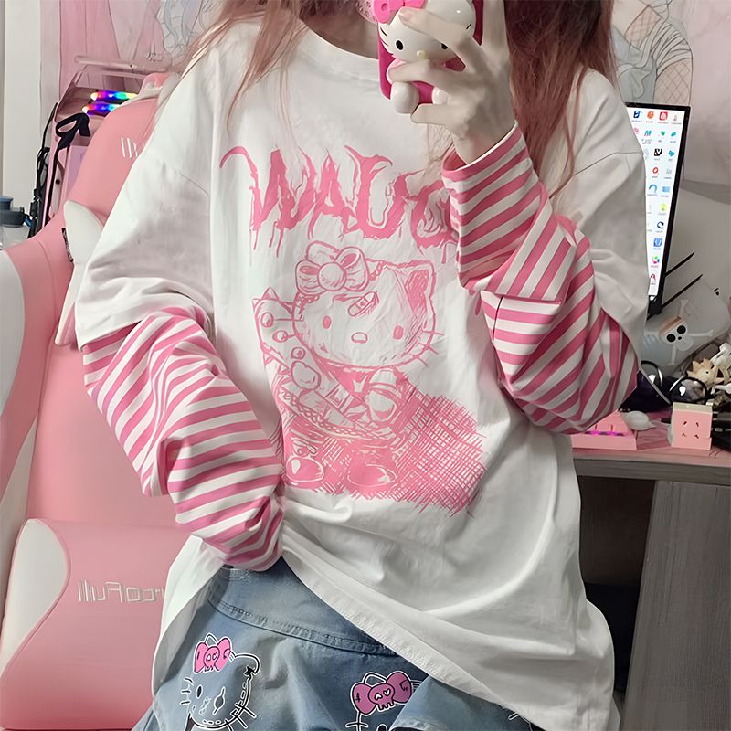 chemise à manches longues, chemise pour femme, chemise avec imprimé de chat