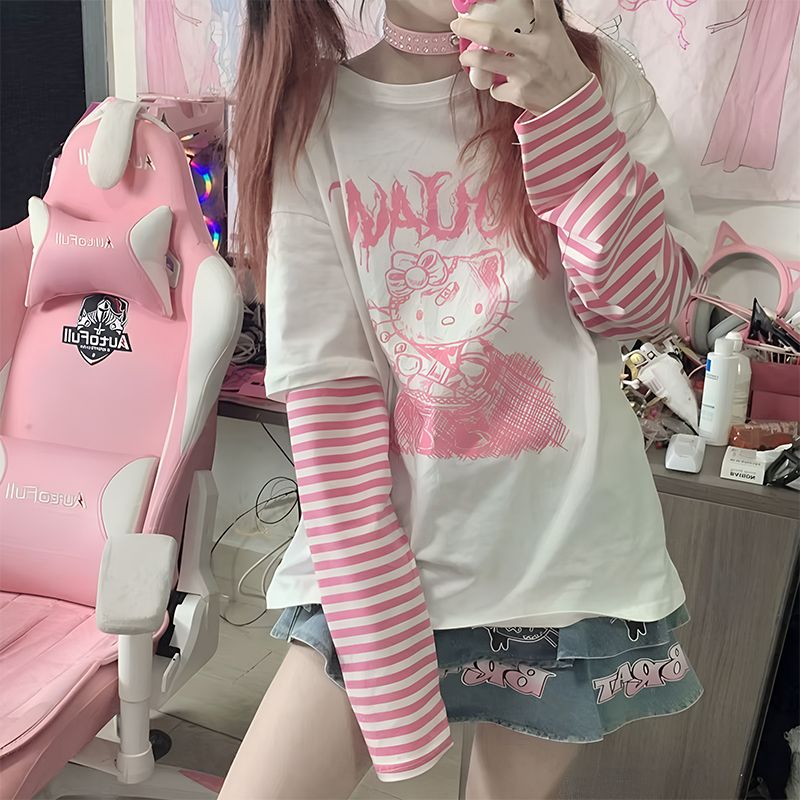 chemise à manches longues, chemise pour femme, chemise avec imprimé de chat