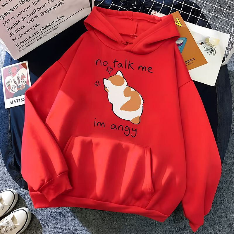 No Talk Me Print Women&rsquo;s Hoodie_Red