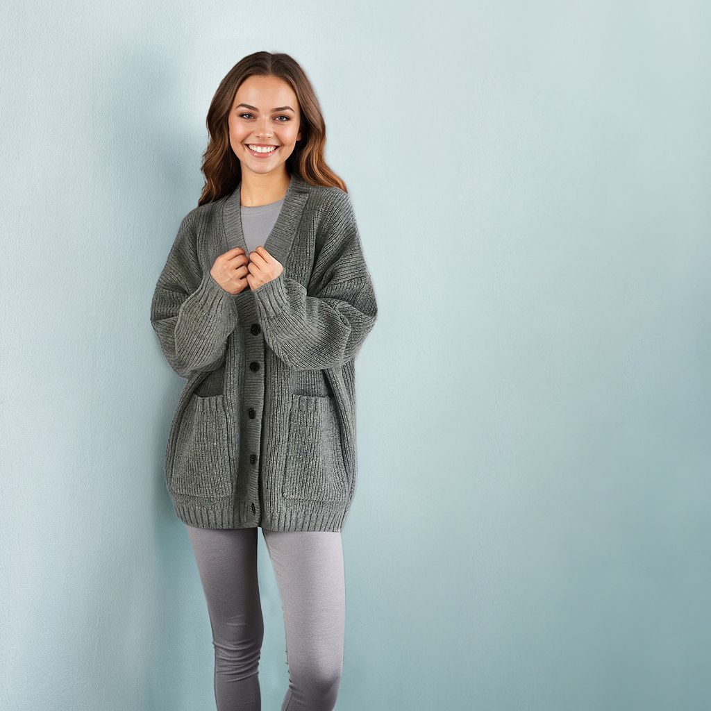 cardigan femme, cardigan tricoté, cardigan oversize, cardigan d’hiver, cardigan ample, cardigan à boutons