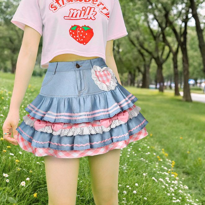 jupe mini, jupe taille haute, jupe à double couche, jupe kawaii, jupe japonaise
