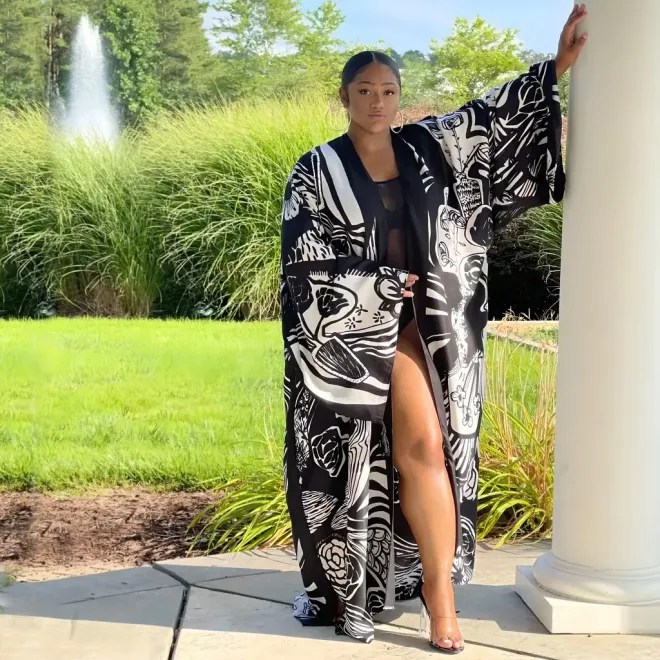 boho kimono, boho robe, bohemian kimono, long beach kimono