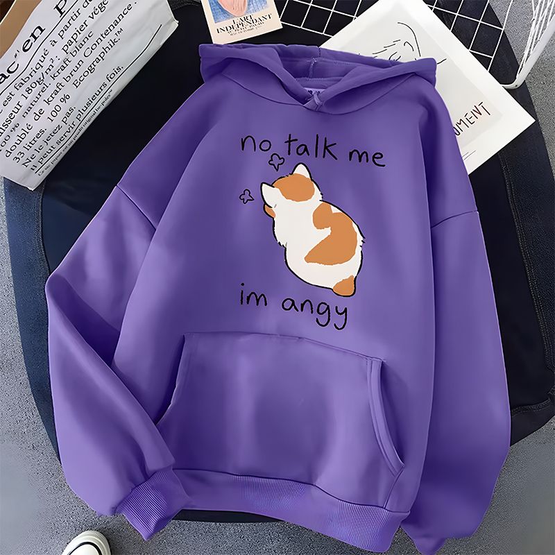 No Talk Me Print Women&rsquo;s Hoodie_Purple