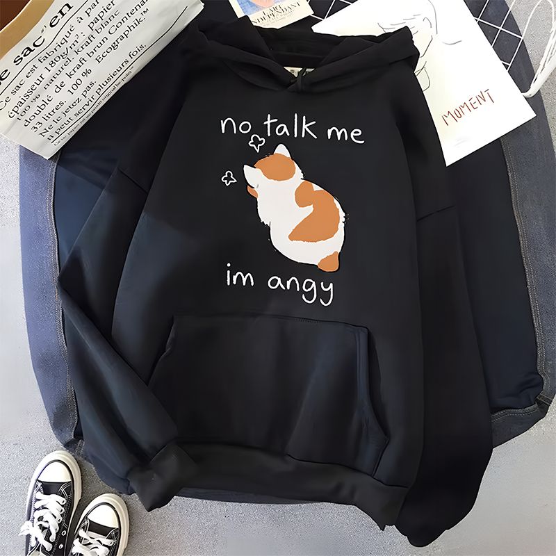 No Talk Me Print Women&rsquo;s Hoodie_Black (2)