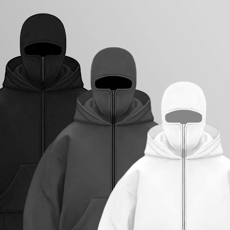 sweat à capuche zippé, sweat avec cagoule, sweat avec masque